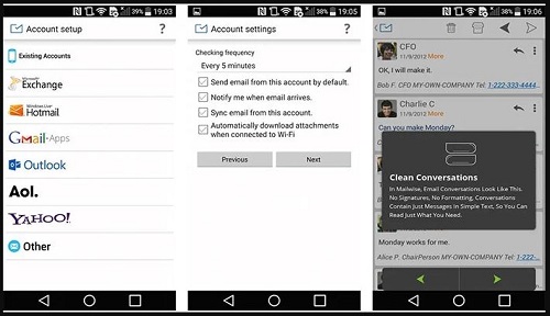 نرم افزار اندرویدی Email Exchange by MailWise -اپ MailWise - اپلیکیشن MailWise - قابلیت تبادل ایمیل با اپلیکیشن MailWise - امکان جستجوی سریع ایمیل در اپ MailWise - پشتیبانی از حساب های ایمیل چندگانه در نرم افزار MailWise - MailWise دارای امنیت کامل