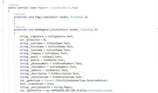 وب سرویس سامانه پیام کوتاه متد ثبت نام کاربر - Web Service ارسال اس ام اس و ثبت نام کاربر جدید - API ثبت نام کاربر جدید سامانه پیام کوتاه - روش ایجاد کاربر در پنل پیامک با وب سرویس - روش استفاده از وب سرویس ارسال پیام کوتاه - نمونه کد وب سرویس SMS - ثبت نام کاربر در پنل پیامک با برنامه نویسی