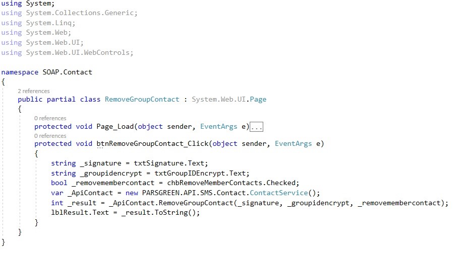 نمونه کد و راهنمای وب سرویس حذف  گروه مخاطب – وب سرویس رایگان ارسال پیام کوتاه – وب سرویس ارسال انبوه پیامک تبلیغاتی - وب سرویس حذف گروه مخاطب - web service حذف گروه مخاطبین پیامکی – روش اتصال به وب سرویس پیام کوتاه - راهنمای حذف گروه مخاطبین پنل پیامکی - روش اتصال به API پیامک متد حذف گروه مخاطب